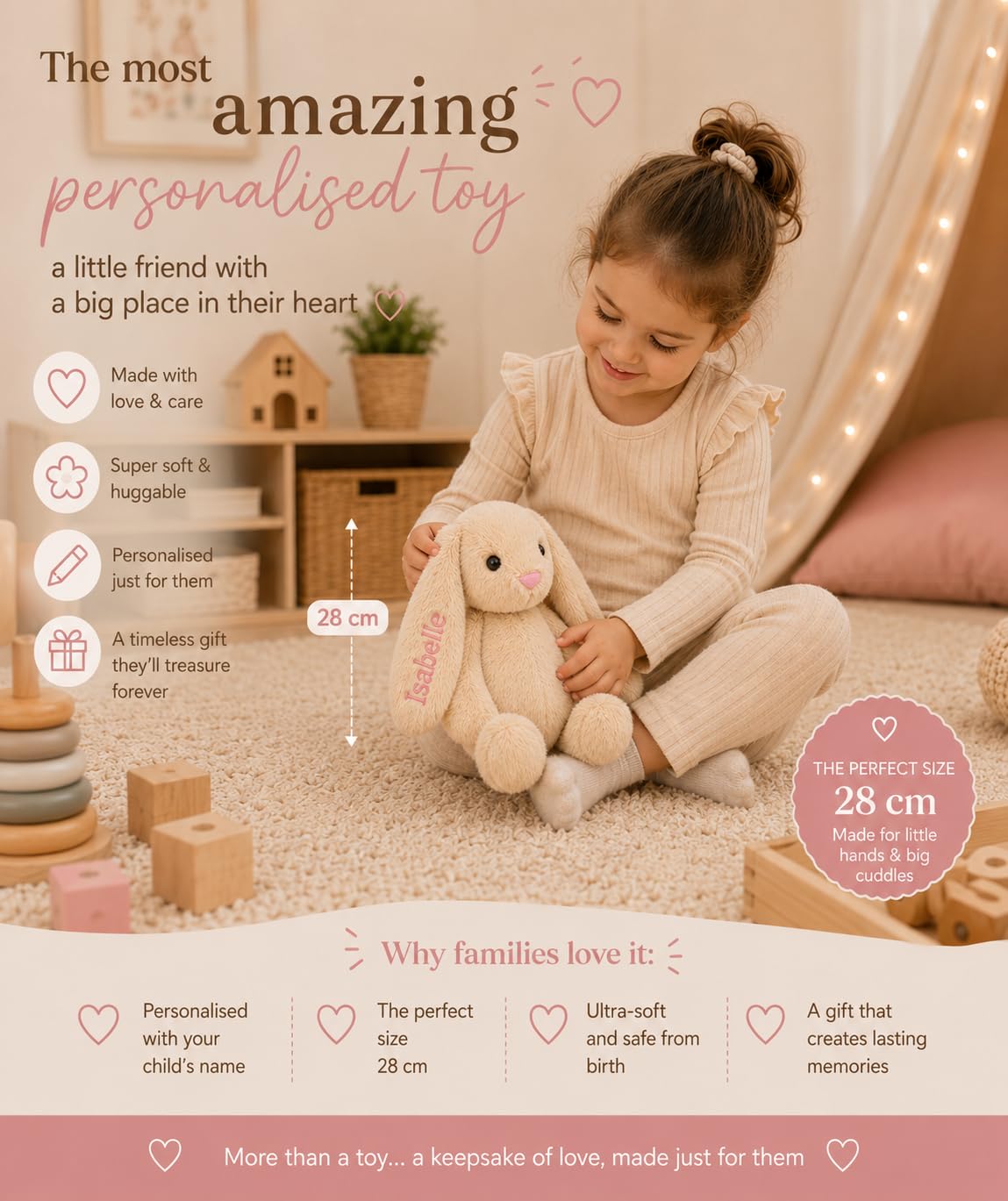Custom Name Plush Bunny – Soft Baby Toy