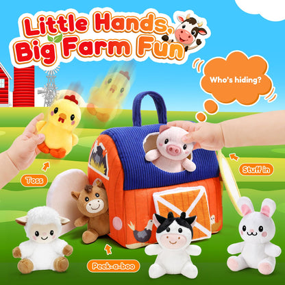 Plush Farm Animal Sound Toy Set for Babies 6–12 Months