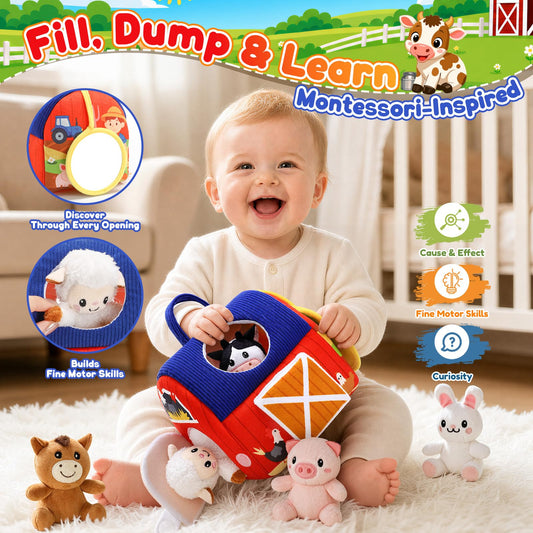 Plush Farm Animal Sound Toy Set for Babies 6–12 Months