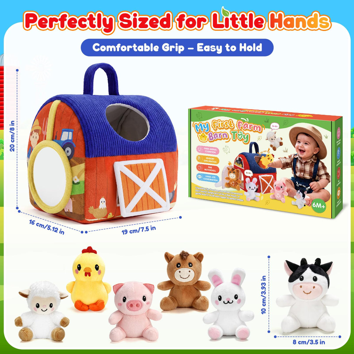 Plush Farm Animal Sound Toy Set for Babies 6–12 Months