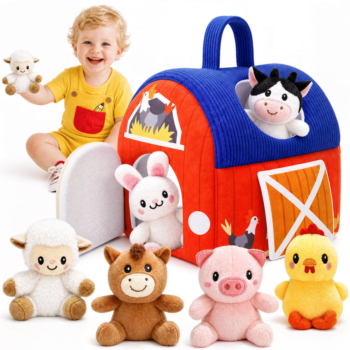 Plush Farm Animal Sound Toy Set for Babies 6–12 Months